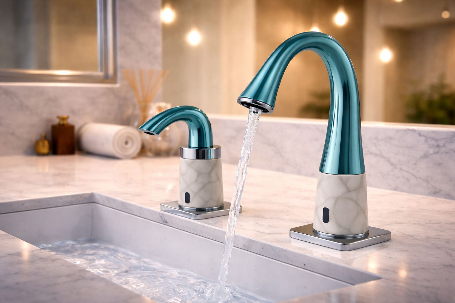 Architectural restroom interior showing commercial bathroom planning and fixture coordination