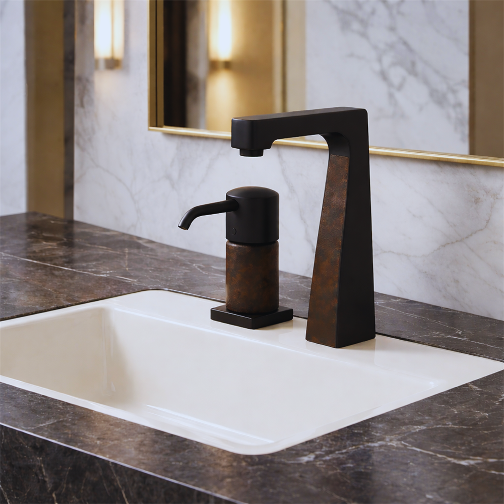 Close-up of a commercial touchless faucet sensor designed for accurate activation in reflective environments
