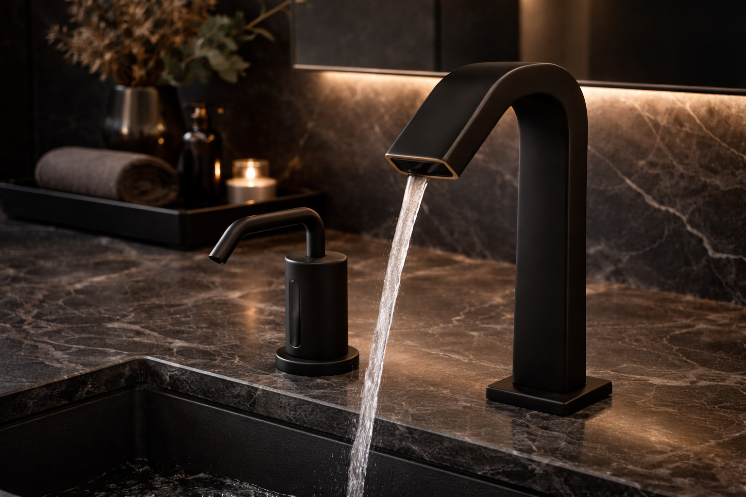 Architect reviewing touchless faucet cut sheets and BIM resources for hotel project