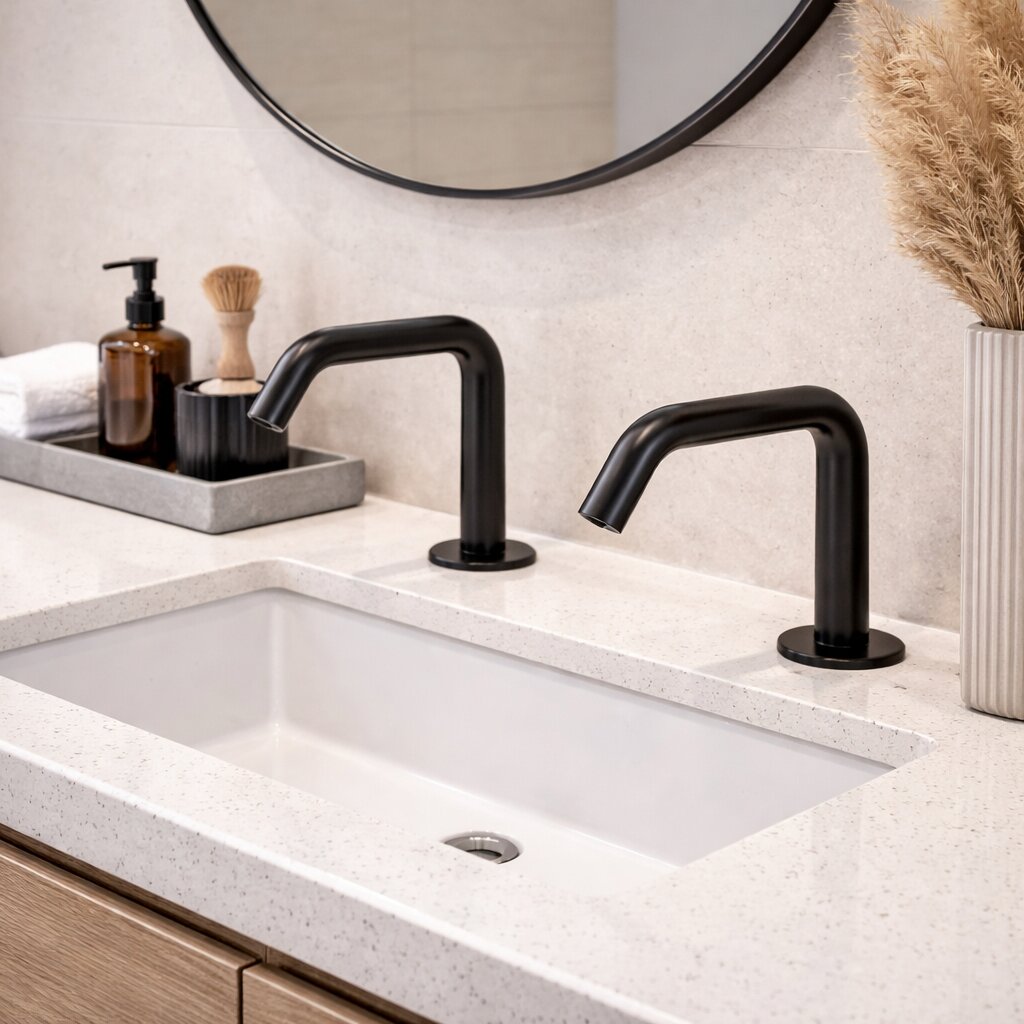 Water flowing from a modern water-efficient faucet