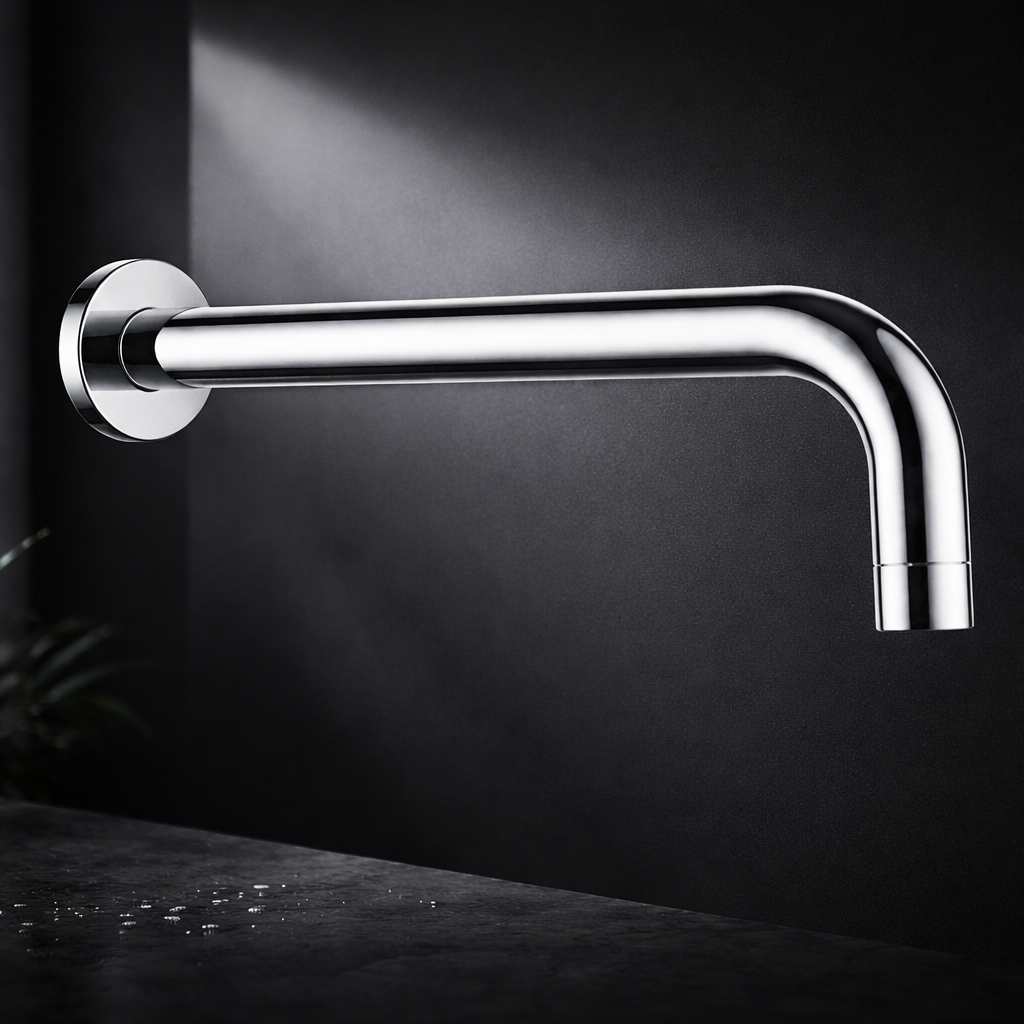 Bathroom sink with running water showing efficient water use