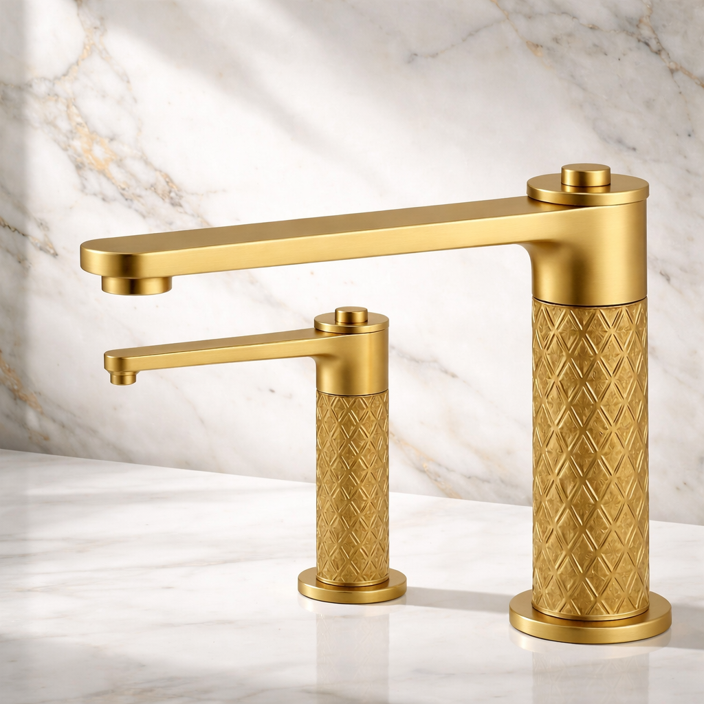 Classic manual sink faucet in a simple residential bathroom