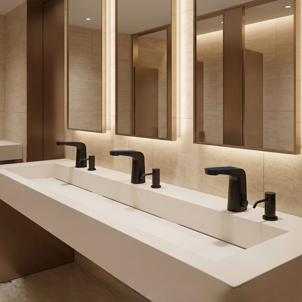 Oil rubbed bronze commercial touchless faucet