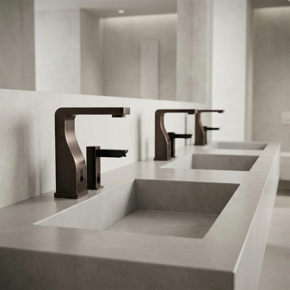 Fontana Bravat Touchless Automatic Commercial Sensor Faucet and Foam Soap Dispenser in Oil Rubbed Bronze