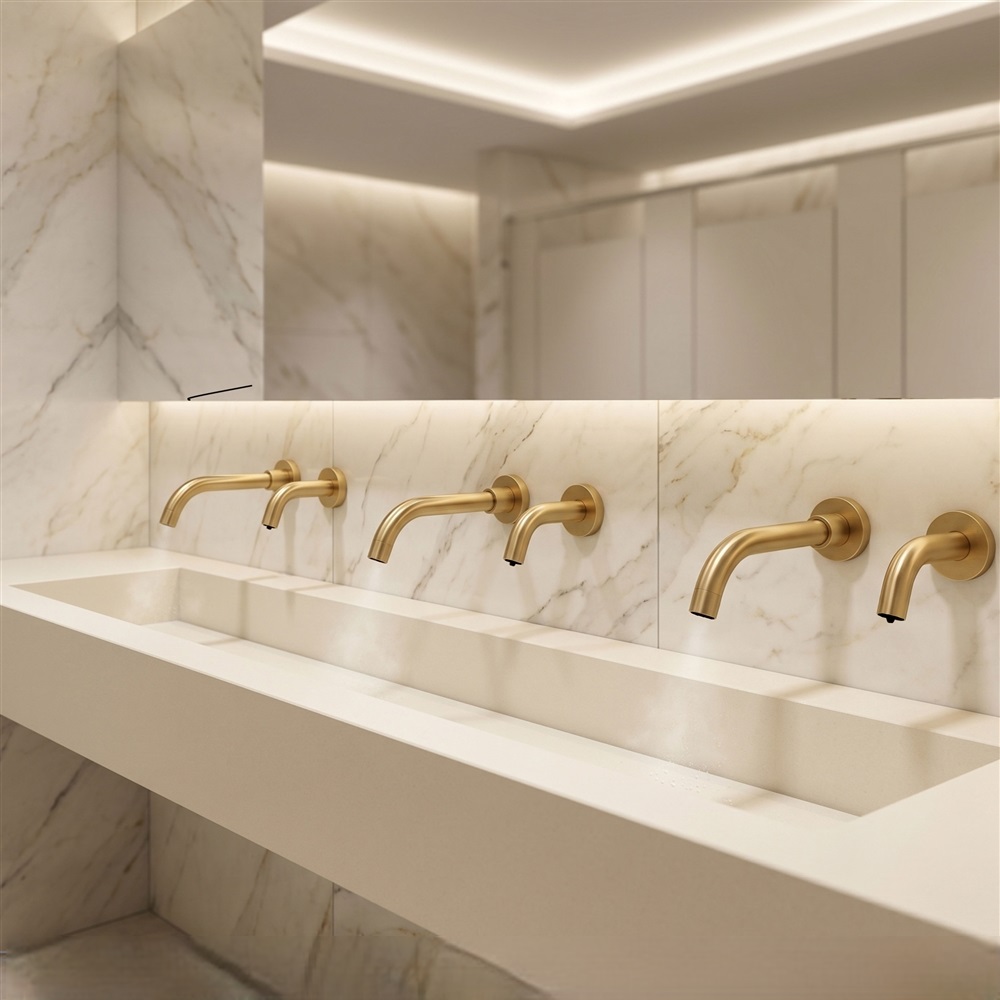 Brushed gold touchless faucet design
