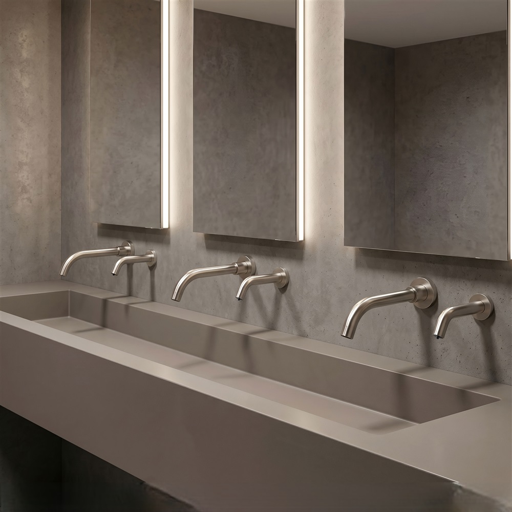 Fontana HydroVibe Series Brushed Nickel Auto Sensor Faucet and Soap Dispenser Set