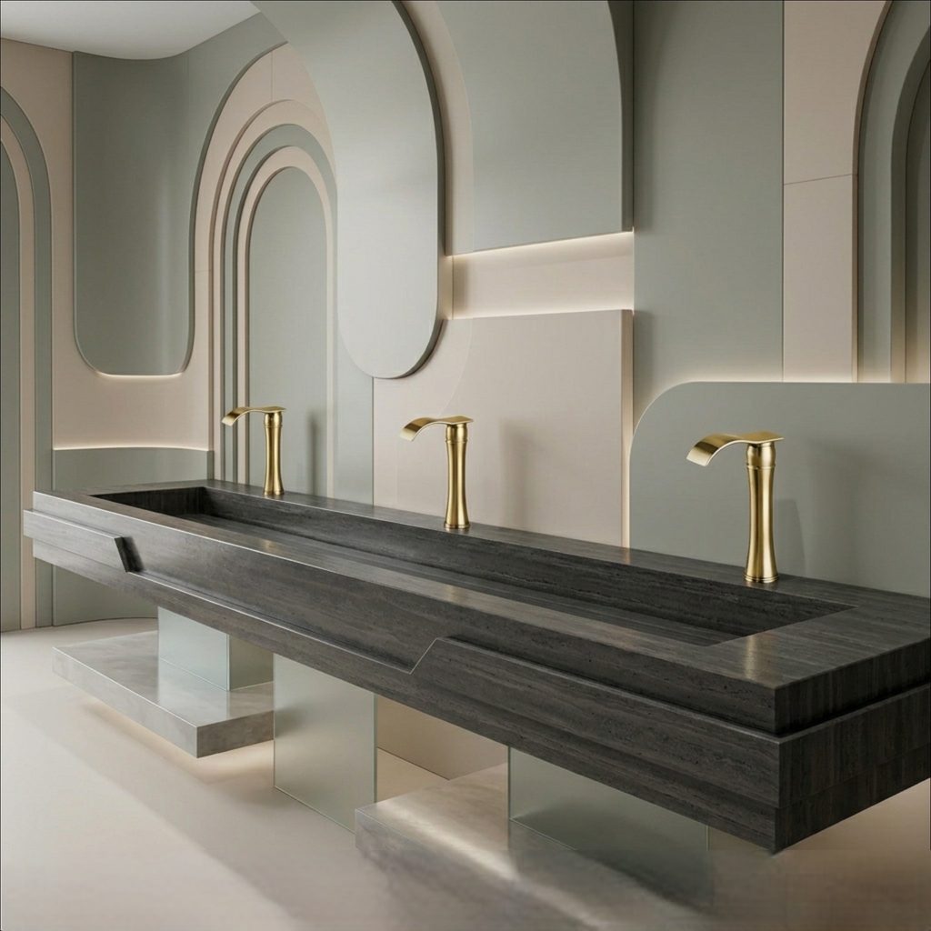 Fontana Brushed Gold Contemporary Commercial Deck Mount Sensor Faucet